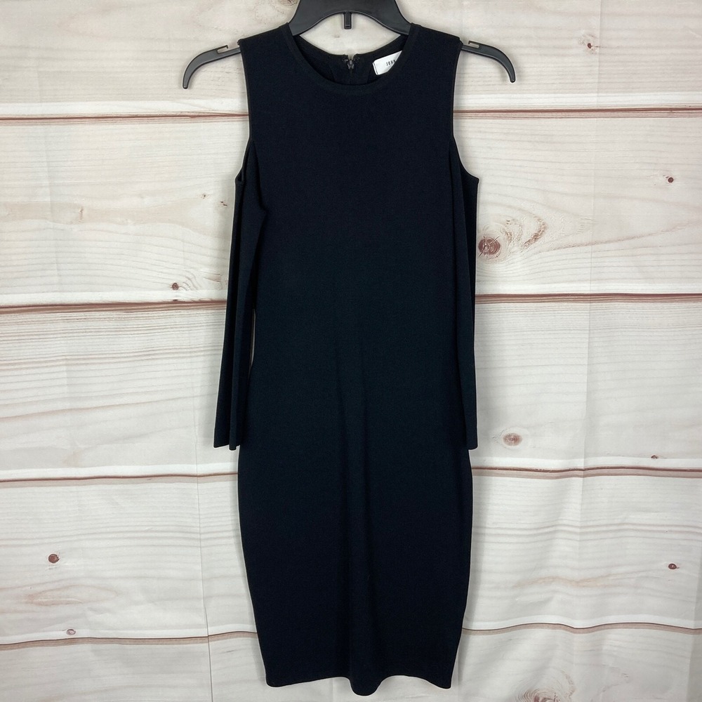 John + Jenn Dress Womens Small Black‎ Cold Shoulder Sheath Bodycon Cocktail Knit